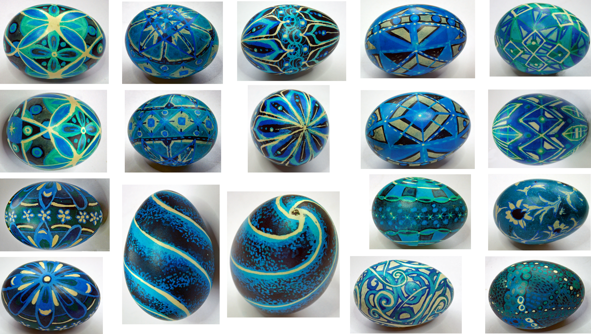 Ukrainian Egg Dyeing ~ Pysanky examples by Tanya Scharaschkin in her Artist Profile with Art Trails Tasmania
