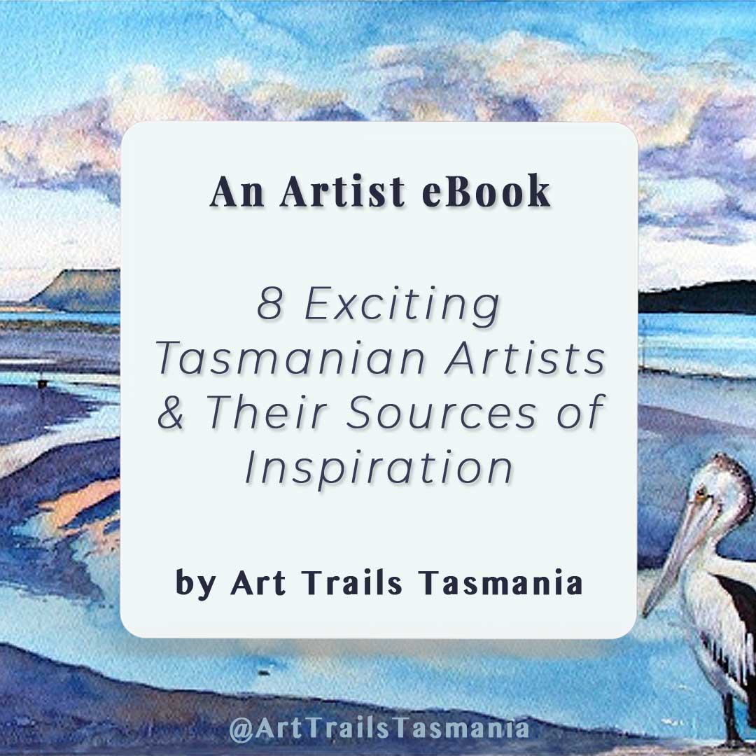 A watercolour painting of a pelican looking over her estuary by Mel Hills 8 Exciting Tasmanian Artists and their sources of inspiration,An art ebook by by Art Trails Tasmania ebook