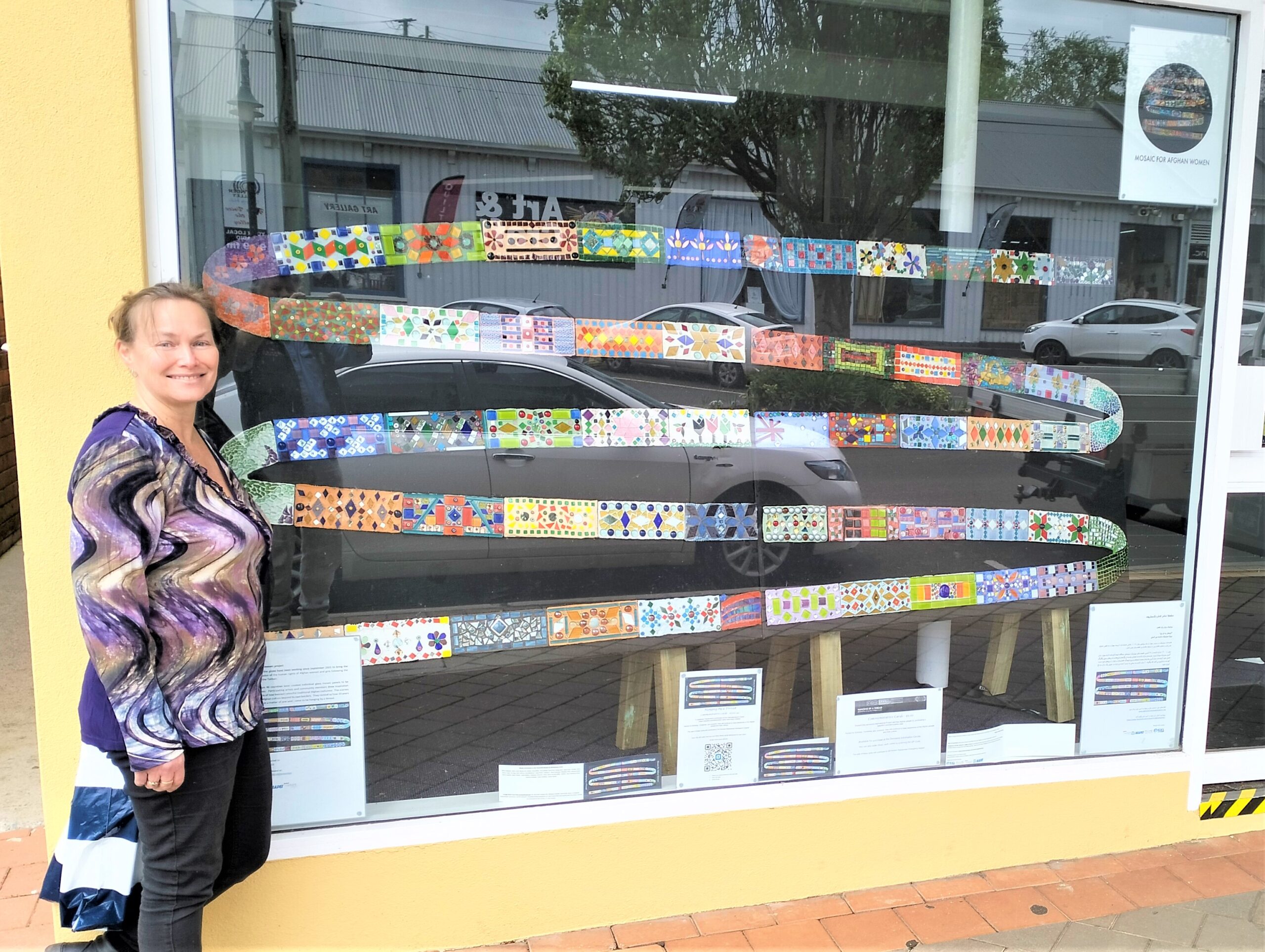 Hanging by a Thread Deloraine by Tasmanian mosaic artist Yvette Hallam in her Artist Profile
