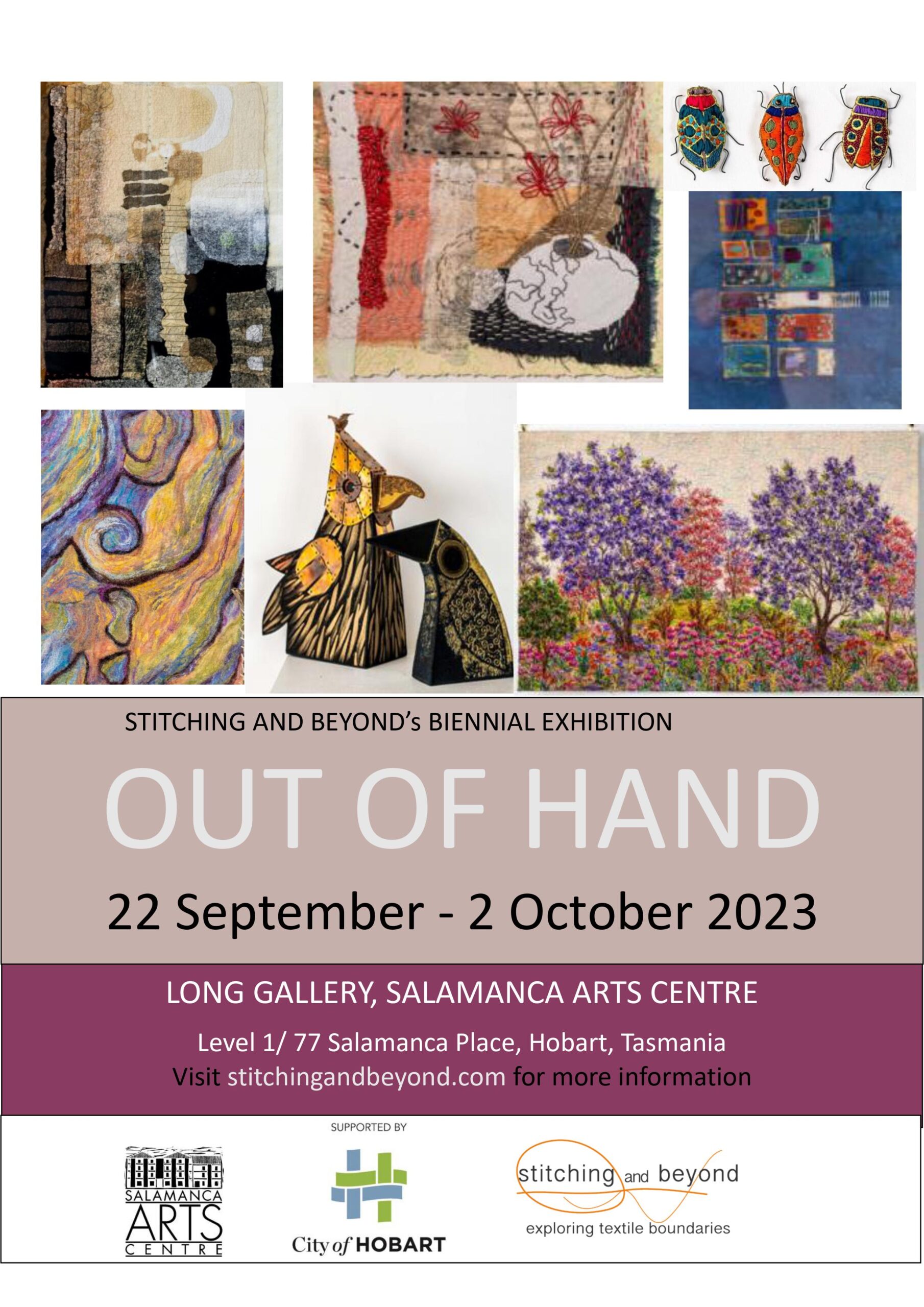 Out of Hand Flyer for the Stitches and Beyond exhibition Event News