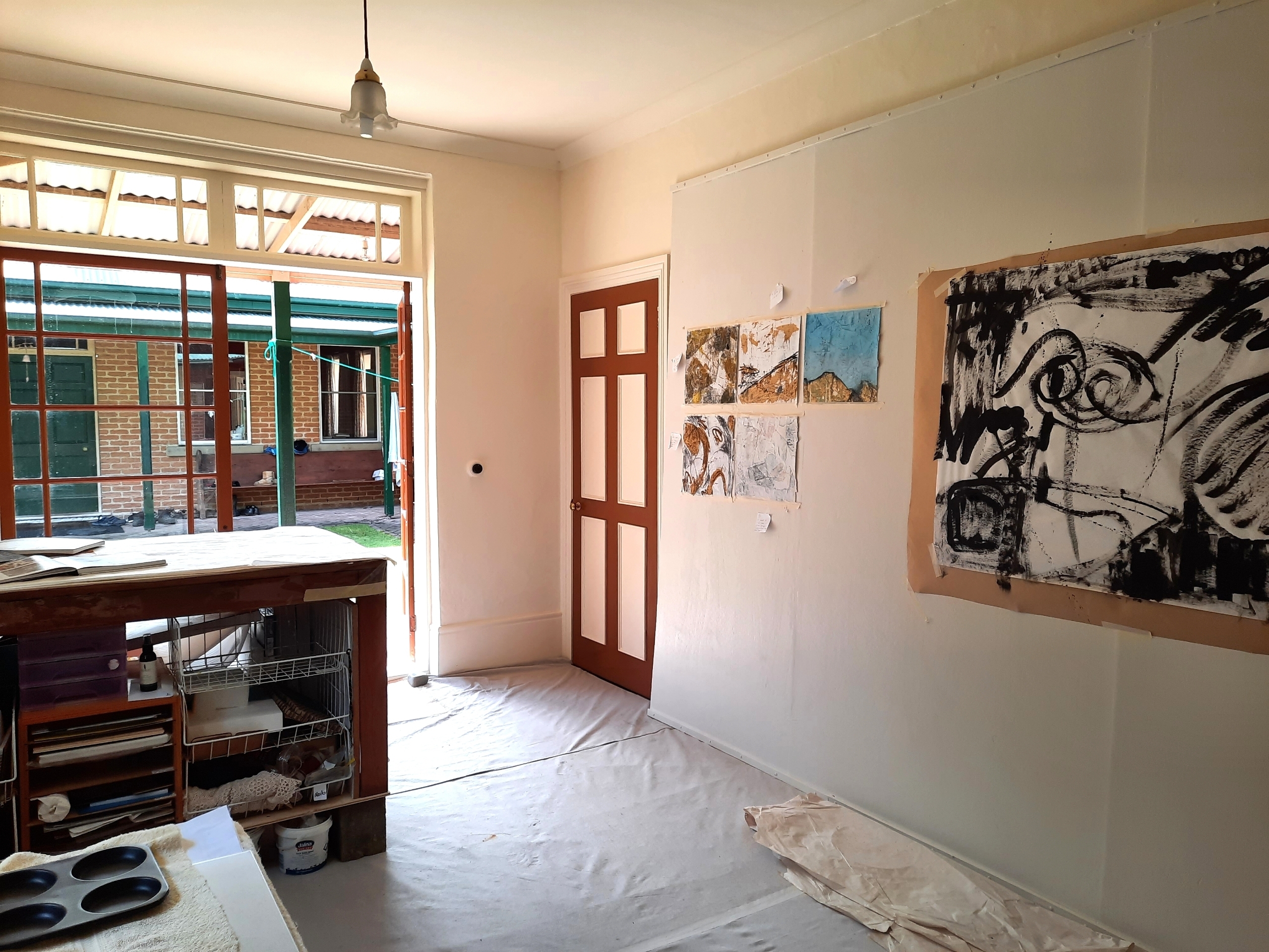 Studio space for Wendy Galloway in her behind the scenes view in her Artist Profile story