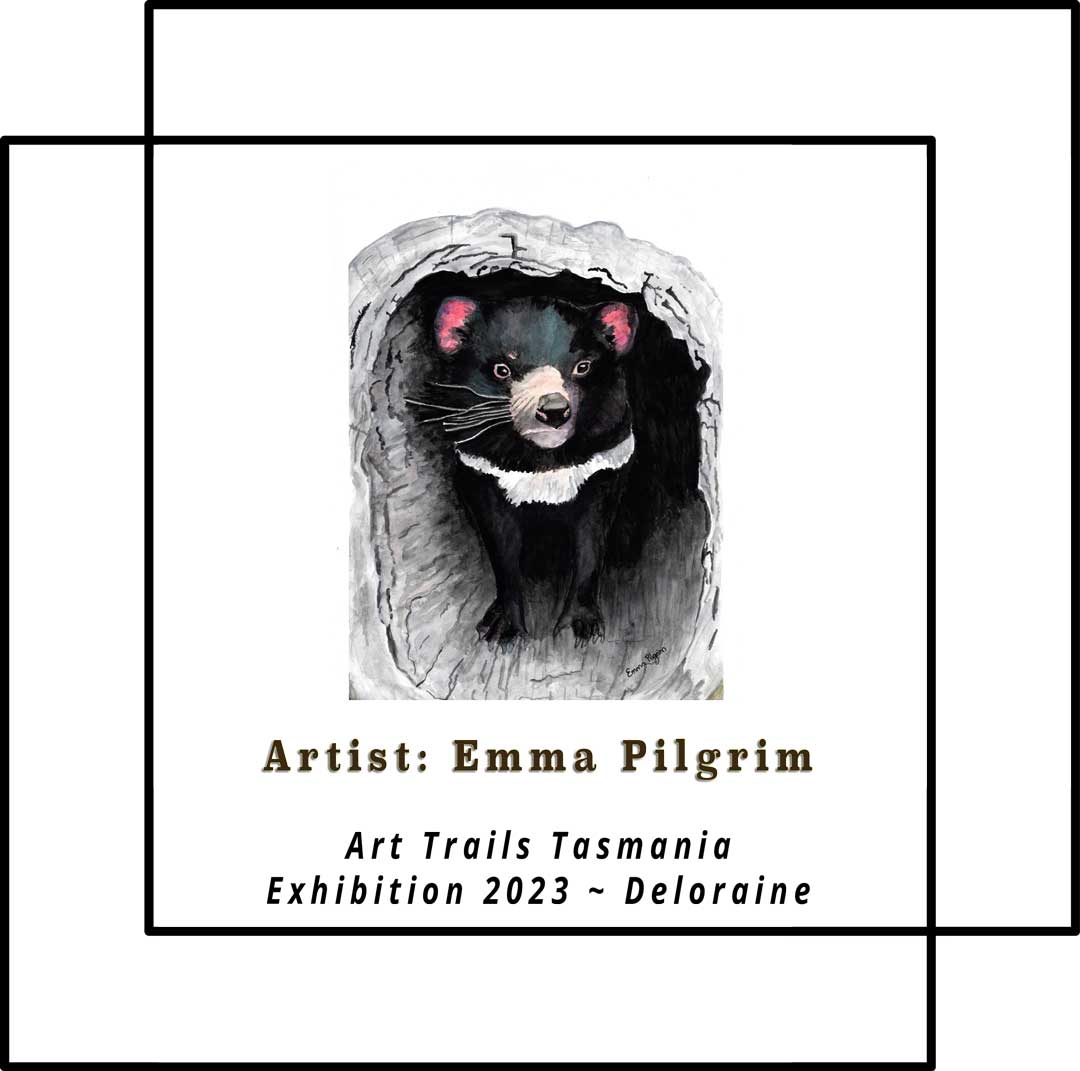 Image shows a watercolour painting of a Tasmanian devil by Emma Pilgrim