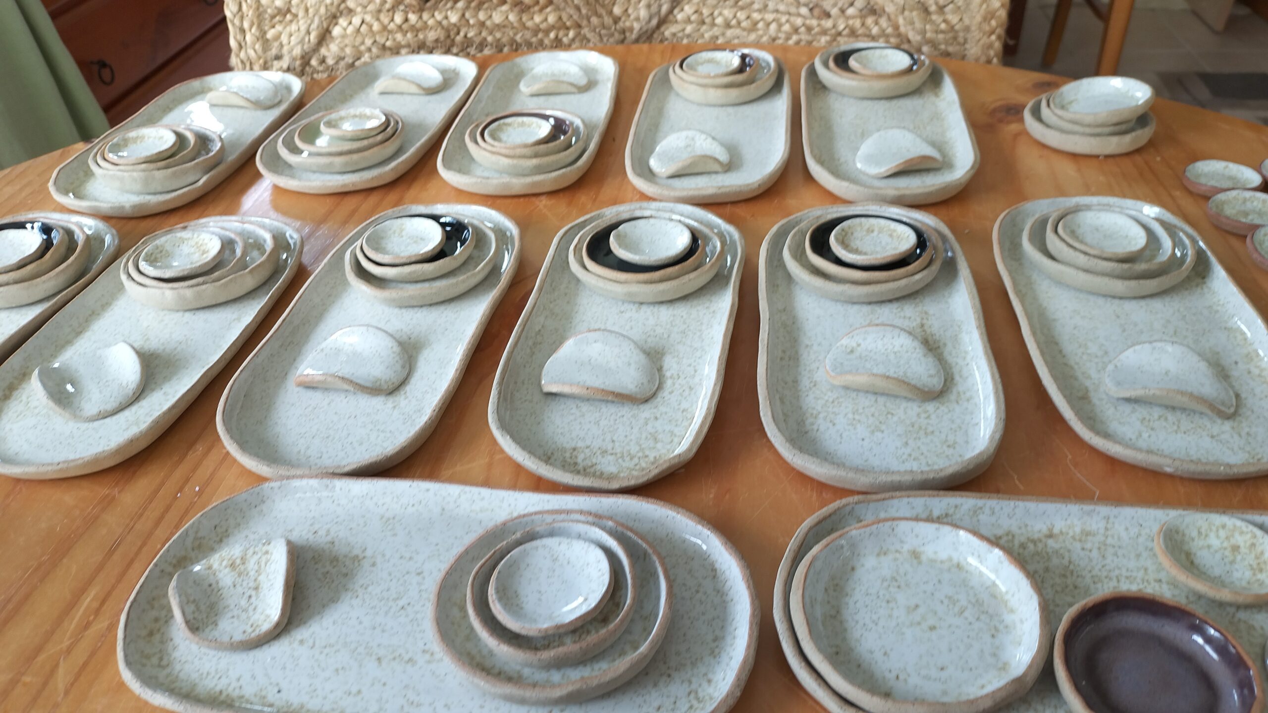 Images shows ceramic sushi table ware sets by Christie Lange in her Artist Profile Art Trails Tasmania