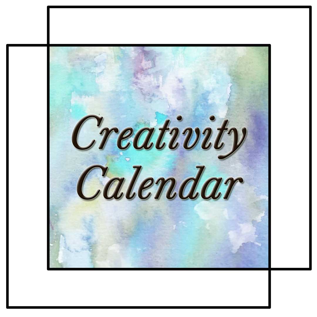 Image shows a vibrant watercolour background with the text reading Creativity Calendar