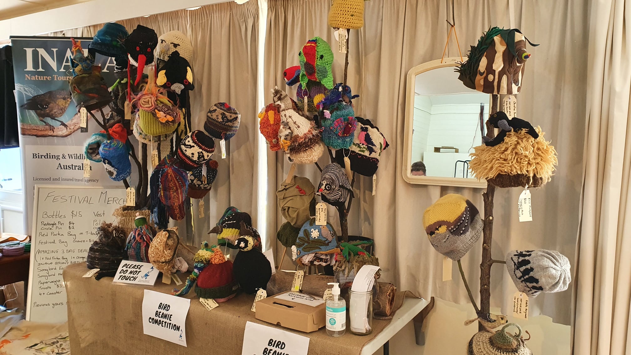 Bird beanie competition at the Bruny Island Bird festival Profile story with Art Trails Tasmania