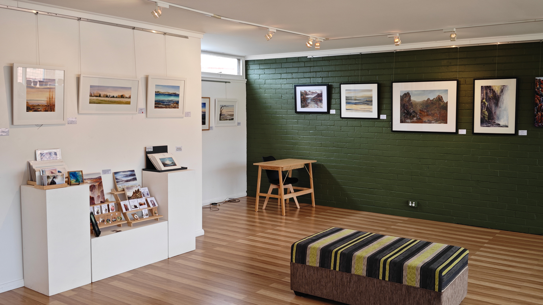 Image show the inside of the Poatina art gallery walls as part of their story Exhibition news The Inspiring Poatina Tree Art Gallery Winter Exhibitions Art Trails Tasmania as part of their Artists Ensemble membership