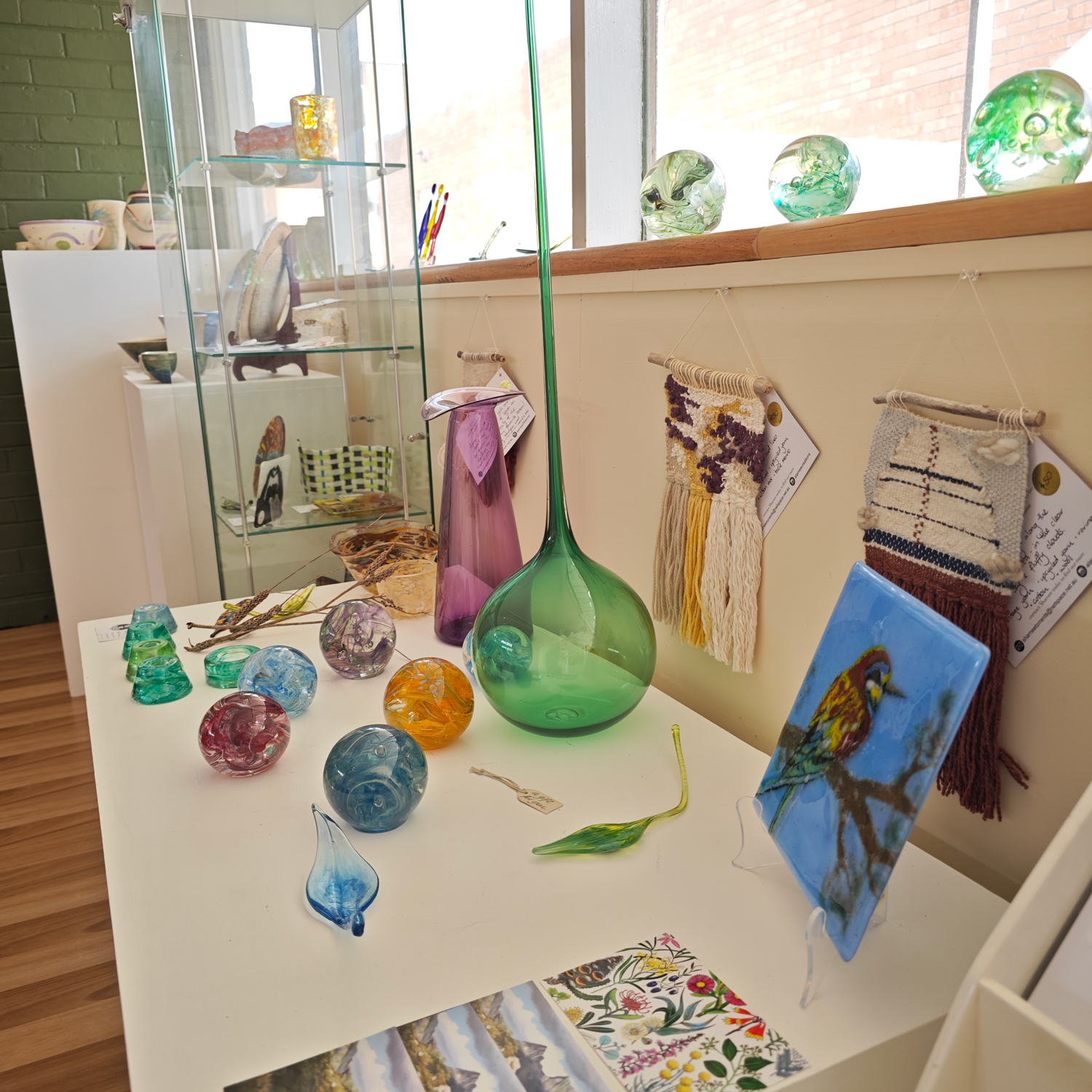 Image show the inside of the Poatina art gallery shop as part of their story Exhibition news The Inspiring Poatina Tree Art Gallery Winter Exhibitions Art Trails Tasmania as part of their Artists Ensemble membership