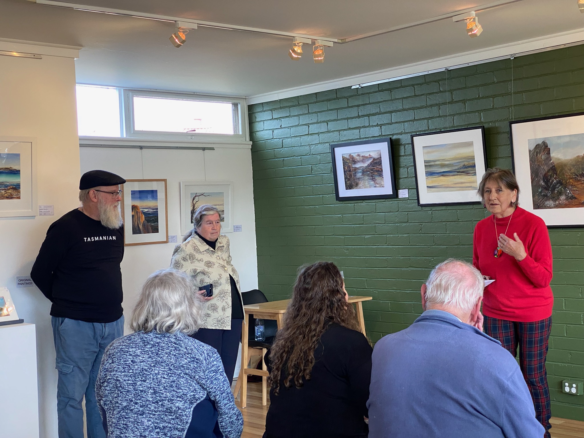 Image show the opening of Evelyn Antonysen's exhibition inside of the Poatina art gallery as part of their story Exhibition news The Inspiring Poatina Tree Art Gallery Winter Exhibitions Art Trails Tasmania as part of their Artists Ensemble membership