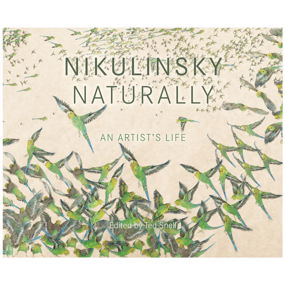 Image shows the beautiful book cover of Nikulinsky Naturally: An Artist's Life by Philippa Nikulinsky was published by Fremantle Press in 2019 for this book review with Art Trails Tasmania