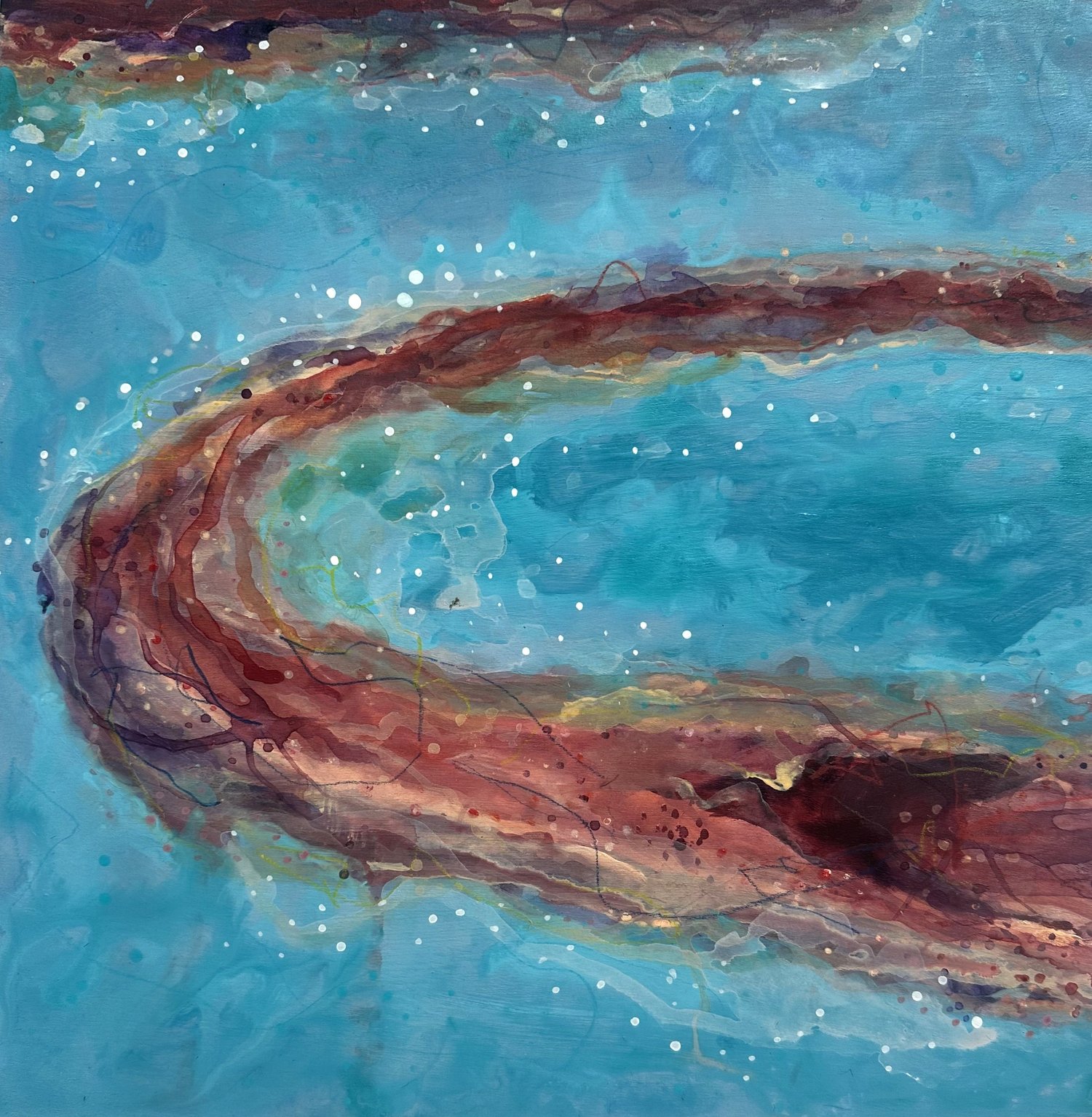 Menindee-lake Sandbar Annette Fuller Art Profile with Art Trails Tasmania Explore Your Creativity Image shows the inside of the Scottsdale Art Gallery Cafe for the Gallery Profile story Two decades of art, creativity and community at the Scottsdale Art Gallery Cafe Art Trails Tasmania as part of the Artists Ensemble membership