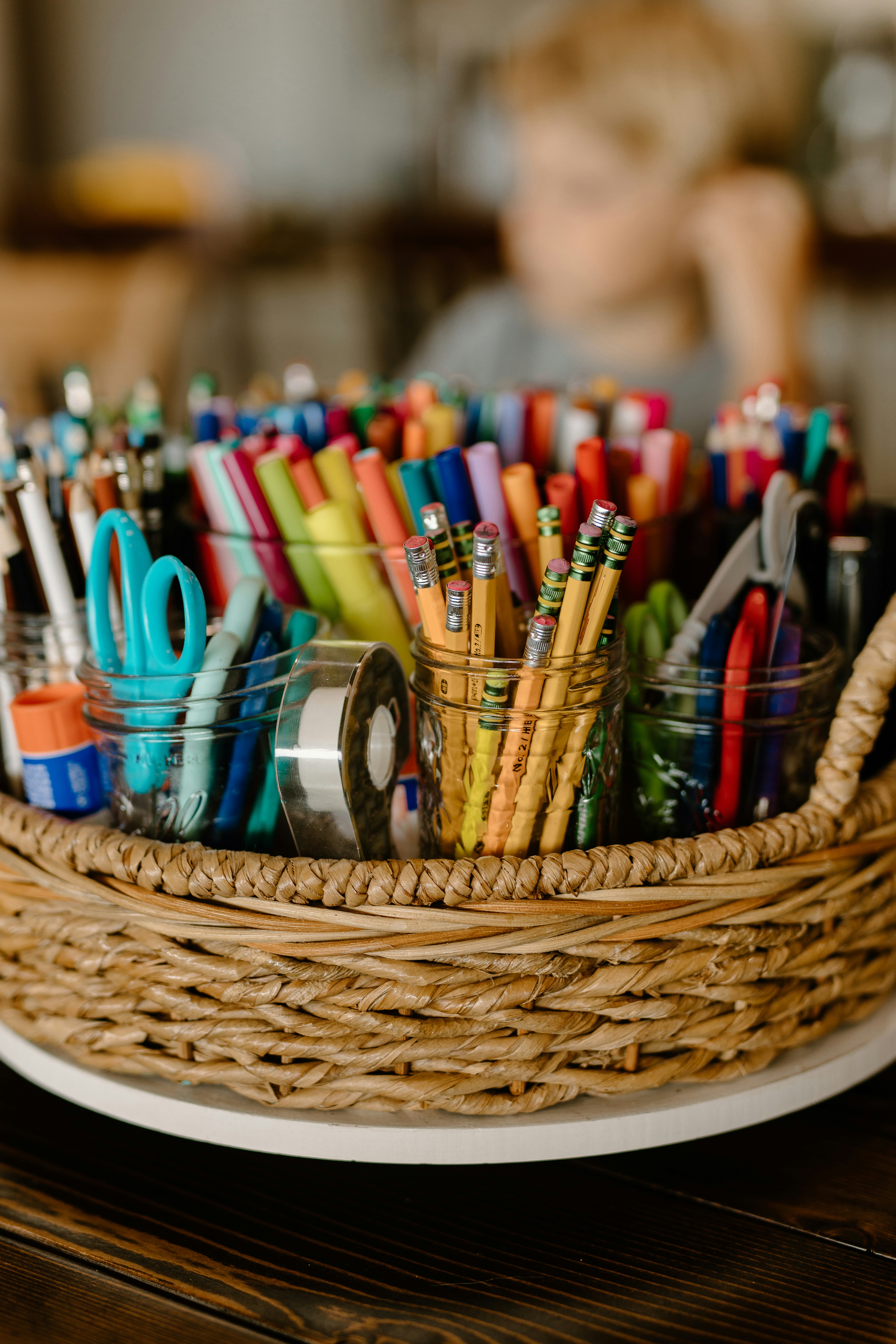 Basket-of-pencils Kids Workshops News School Holidays program Jane Seychell Gallery Art Trails Tasmania Explore Your Creativity Image shows a flower painting for the Event News story Workshop News Calendar of Art Workshops and Classes with Artist in Residence Julie McDonald Art Trails Tasmania