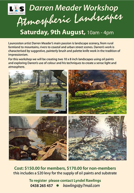 Darren-Meader-LAS-workshop Launceston Art Society Calendar of Workshops with Art Trails Tasmania Explore your creativity