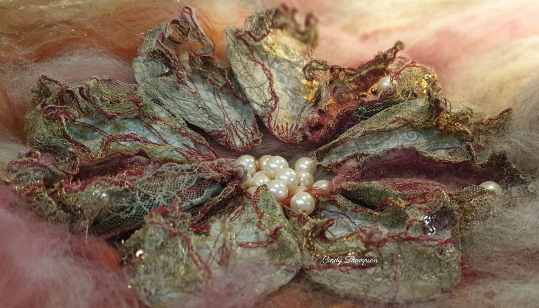 Brooch-flower-1 Art Exhibition Stitching Stories of Colour, Texture and Beauty with Cindy Thompson Event News Art Trails Tasmania Explore Your Creativity