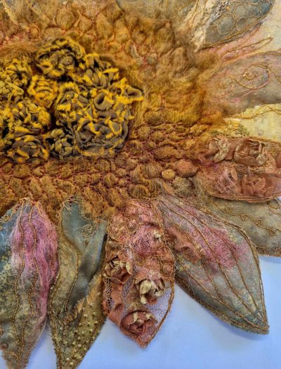 Closeup-pinnk-flower-Art Exhibition Stitching Stories of Colour, Texture and Beauty with Cindy Thompson Event News Art Trails Tasmania Explore Your Creativity