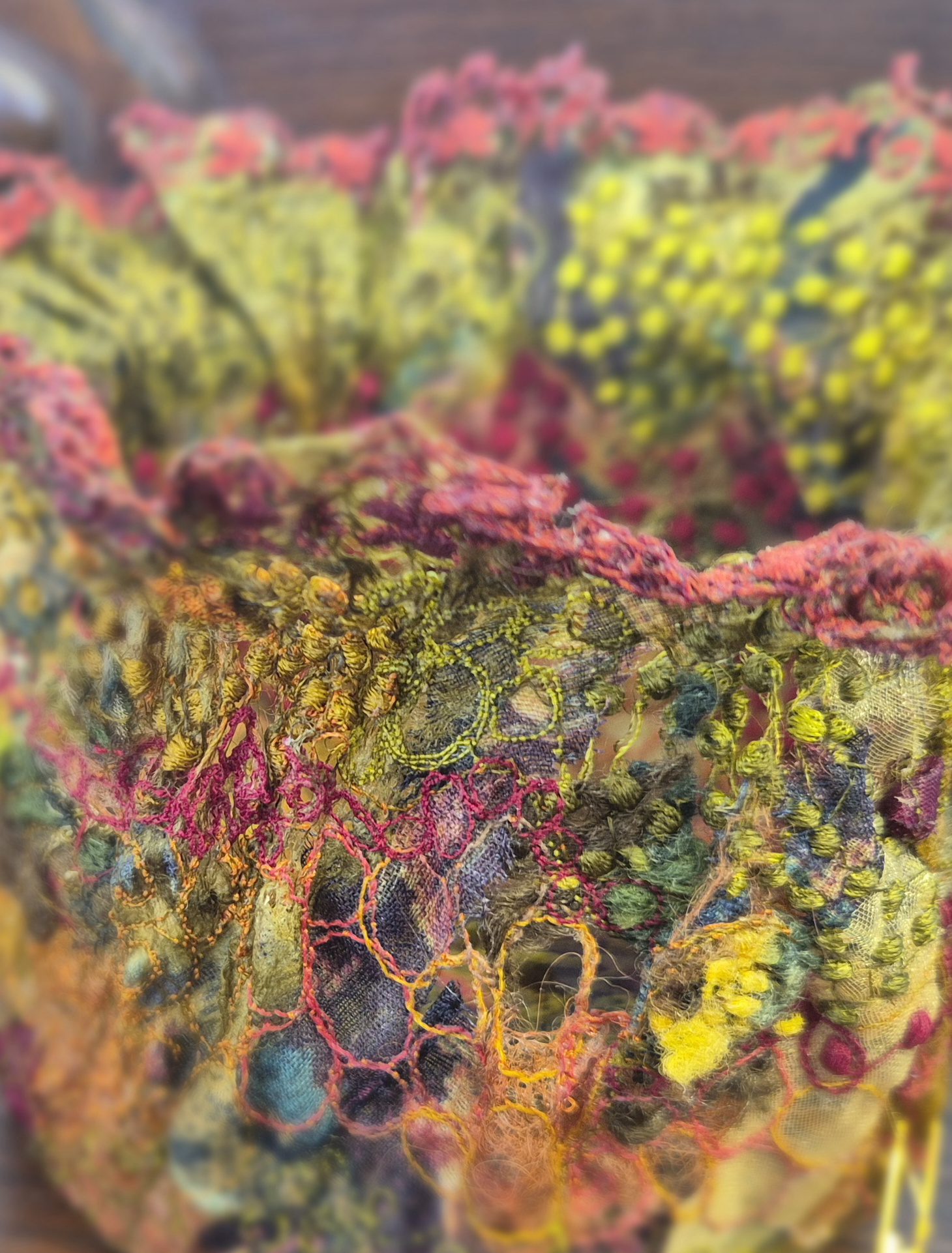 Closeup-tealight-shade-Art Exhibition Stitching Stories of Colour, Texture and Beauty with Cindy Thompson Event News Art Trails Tasmania Explore Your Creativity