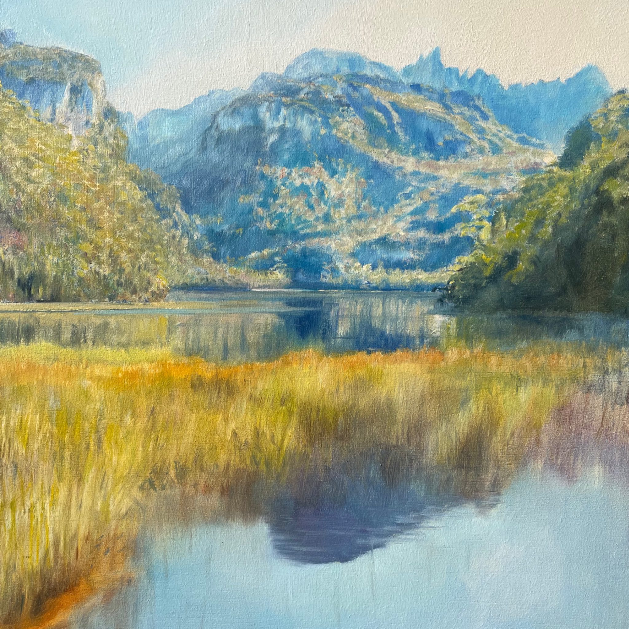 Mel Hills Wild Art Lake_Vera._Tasmania 2025 Oil Paint approx_500x700mm Exhibition News Art Trails Tasmania Explore Your Creativity