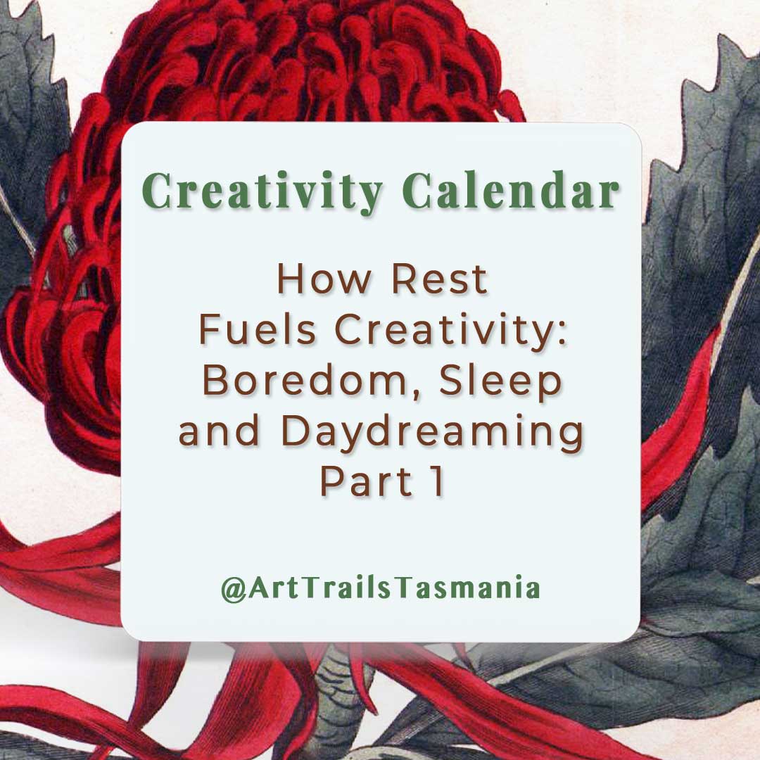 Image has a background of a vintage botanical illustration with the text reading Skills Sharing Why Charity Collaborations are Ideal for Community, Growth and Connection Part 1 Art Trails Tasmania