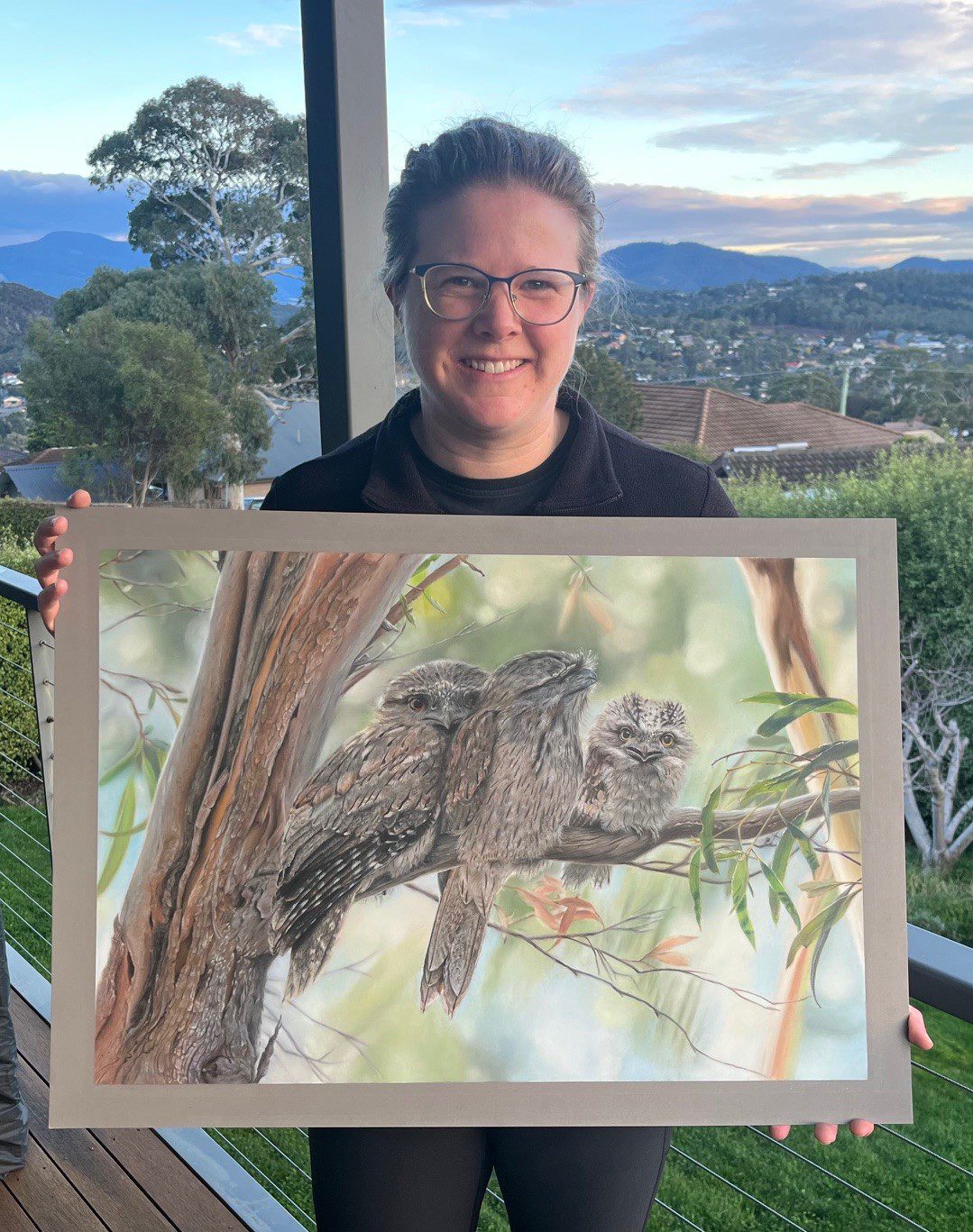 tawny-frogmouth-Rachel-Harris-Art Artist Profile story with Art Trails Tasmania Explore your creativity