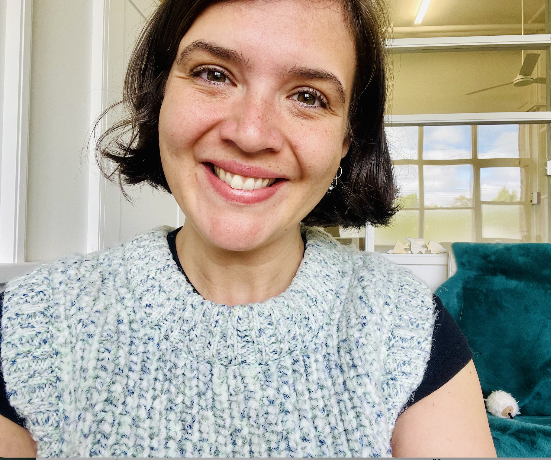 Image shows Julie McDonald for her Artist Profile Sharing Stories and Connections Through Bold Colours and Mark-Making with Julie McDonald Art Trails Tasmania