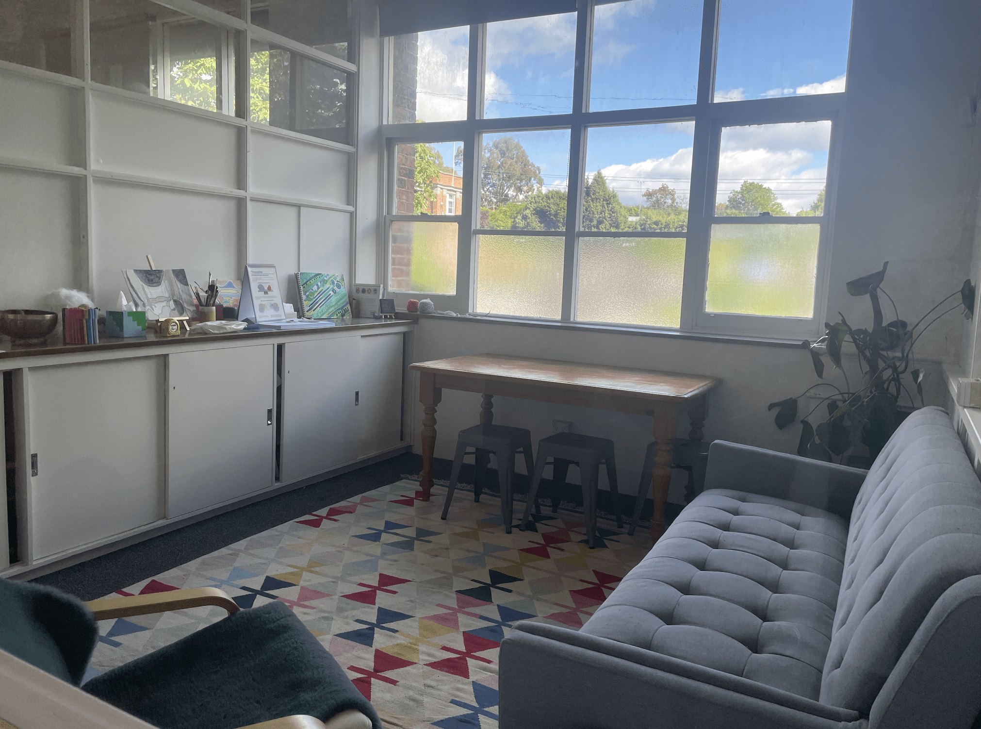 Image shows a portrait of Al for the Artist Profile Sharing Stories and Connections Through Bold Colours and Mark-Making with Julie McDonald Art Trails Tasmania