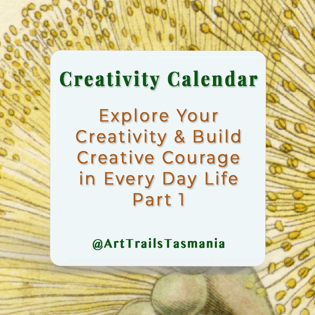 Image has a background of a vintage botanical illustration with the text reading Skills Sharing Why Charity Collaborations are Ideal for Community, Growth and Connection Part 1 Art Trails Tasmania