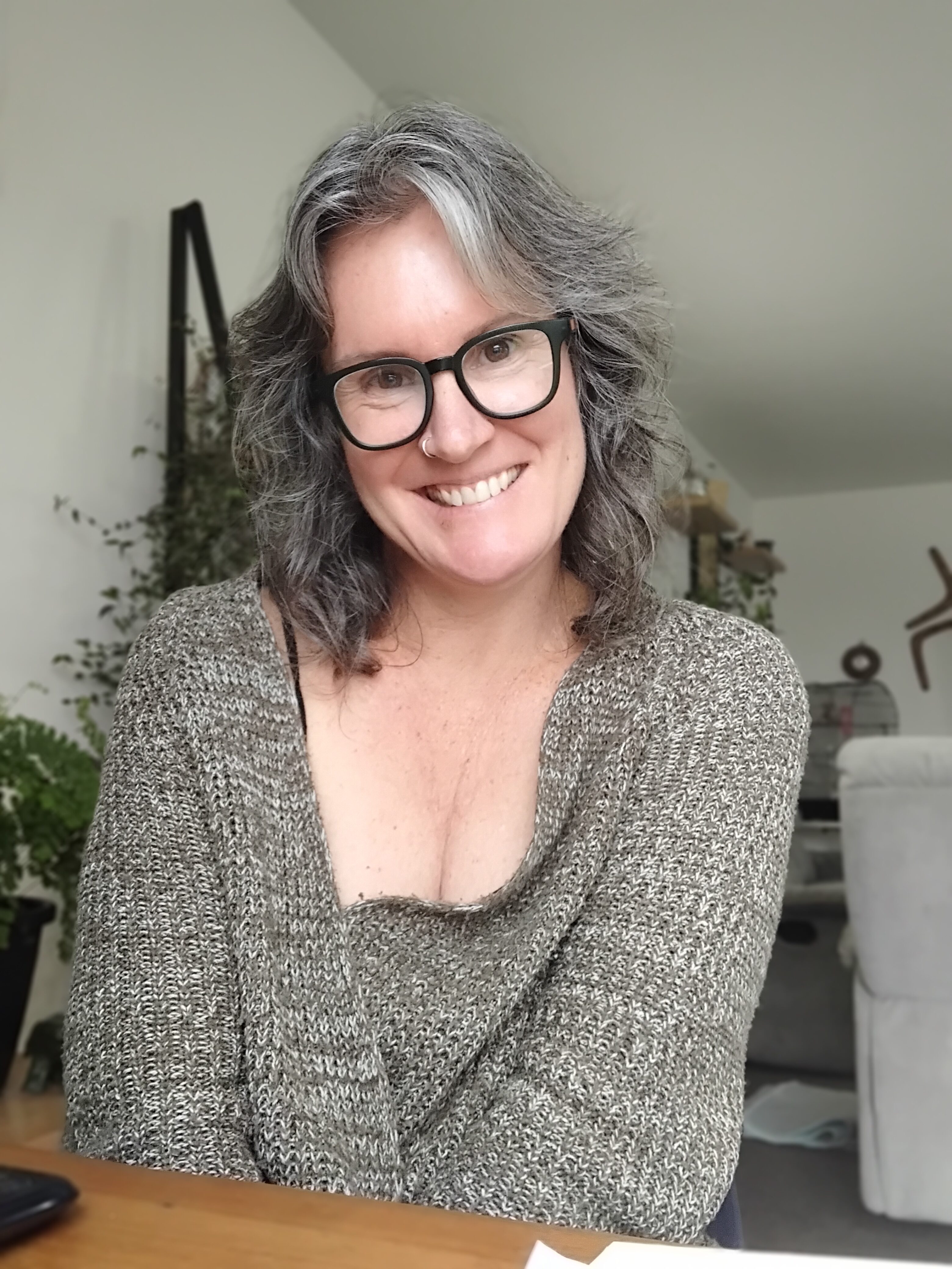 Image shows Julie McDonald for her Artist Profile Sharing Stories and Connections Through Bold Colours and Mark-Making with Julie McDonald Art Trails Tasmania