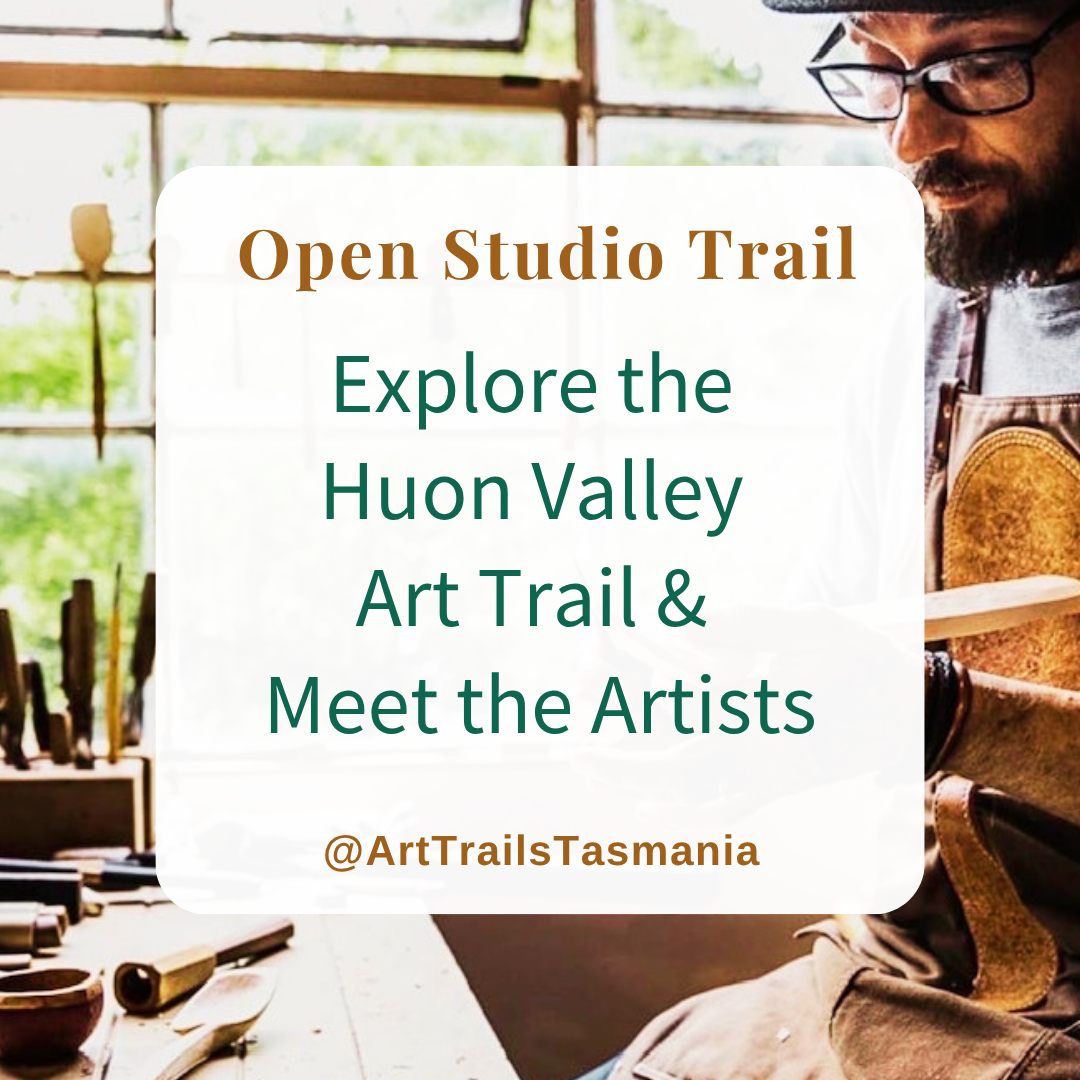 Image has a background of a textile art design with the text reading Workshop Beyond Print with Stitch with Gaye Nieuwenhof by Stitching and Beyond Art Trails Tasmania